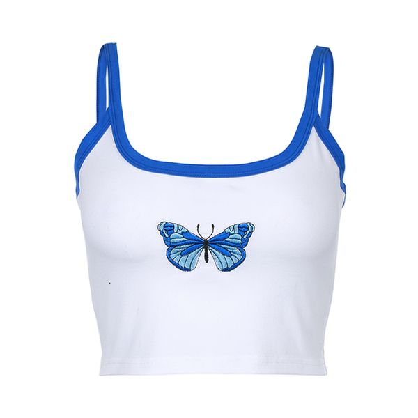 

butterfly embroidery cropped white camis women summer streetwear fashion camisole 2020 backless crop womens