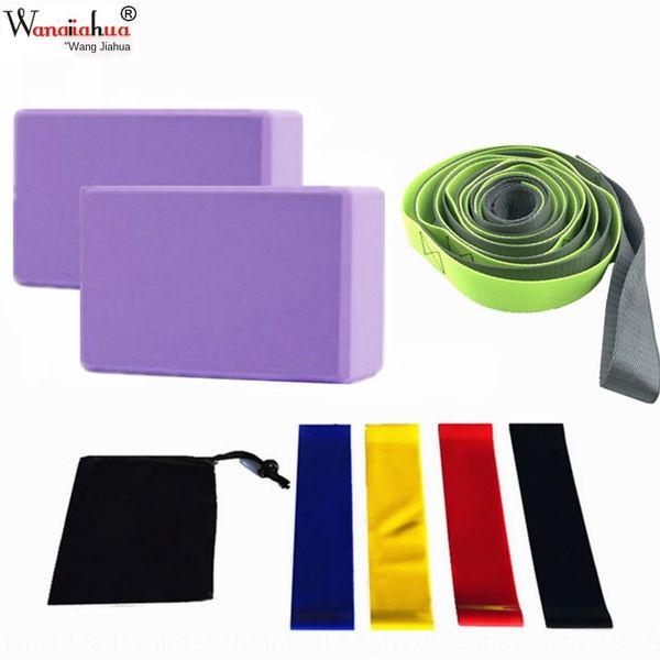 

block set of 8 12 hole yoga stretch belt pair yoga block latex pull strap latex storage bag black storage bag