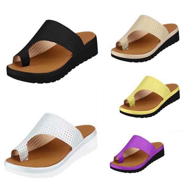 

slippers summer flat wedges flip flops women's hollow mesh polka dot beach fashion open toe casual leather female, Black