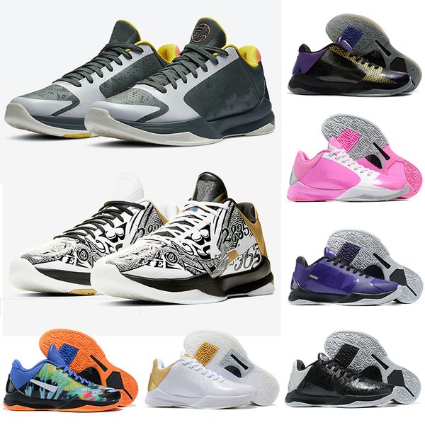 

mamba 5 protro eybl chaos bruce lee laker basketball shoes 5s v pop carpe diem big stage preludemens designer sports sneakers size 40-46, Black