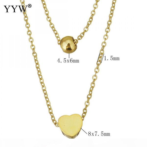 

fashion stainless steel jewelry sets bracelet & necklace chain heart silver gold color oval chain for woman wedding jewelry gift
