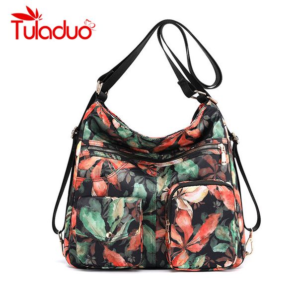 

fashion cartoon print women shoulder bag female light nylon cross body bag multi pockets messenger for women