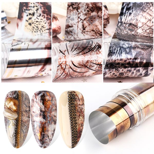 

20 patterns sparkly nail foils 100x4cm snake marble stickers nails art decals wraps aurora adhesive designs nail art decor, Black