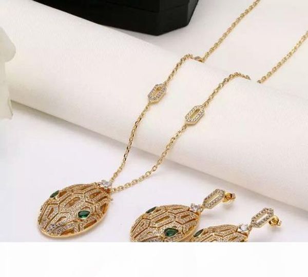 

wholesale designer zircon diamonds snake pendants necklaces and earrings luxury party jewelry sets for women, Silver