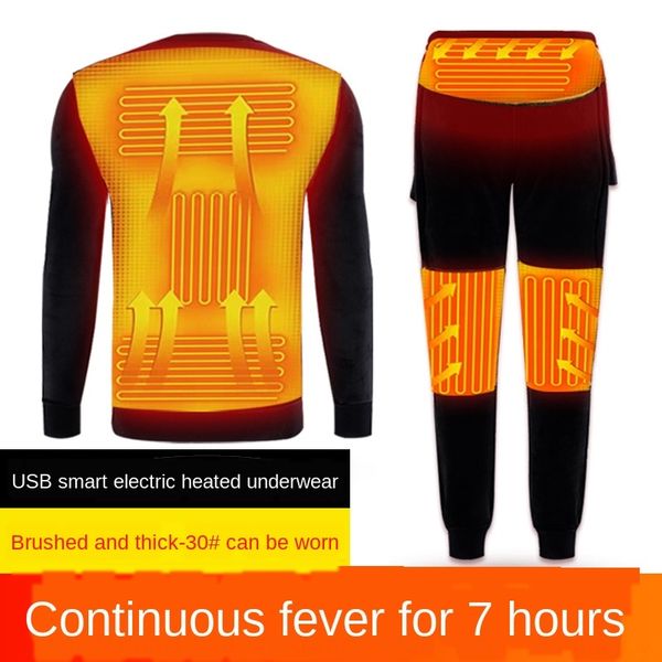 

graphene warm warm pants winter heating clothes usb underwear thermal charging suit thermal pants men's heating clothes, Black;white