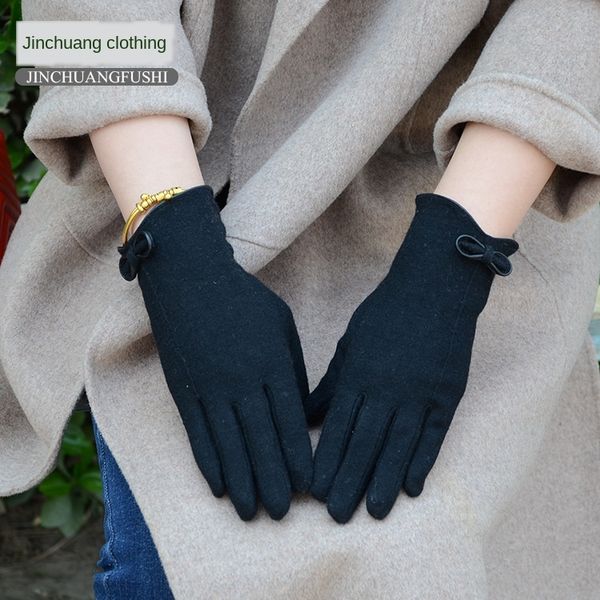 

ice shangyuan autumn winter off-season new cashmere warm and gloves women's slim and velvet thickened warm gloves
