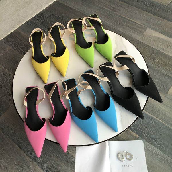 

dxfan mixed colors high heels women pumps pointed toe kitten heel slingback shoes women party shoes designer, Black