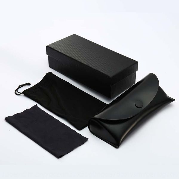 

combination leather simple case case button button sun glasses box black anti-pressure glasses box package, Blue
