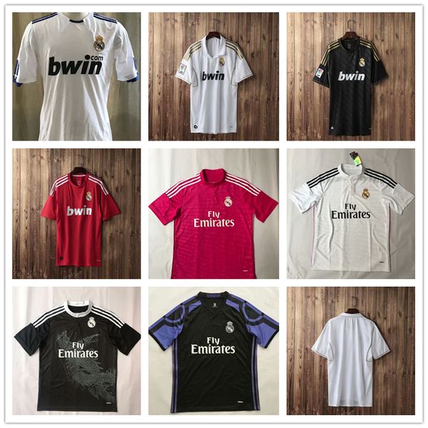 

2015 ретро реал трикотажных изделий футбола zidane рауль ronaldo кака 2011 2012 2010 2014 2015 2016 ретро футбол полная рубашка, Black;yellow