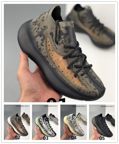 

2020 kanye west men women running shoes 380 v3 alien mist reflective blue oat reflective black onyx36-45