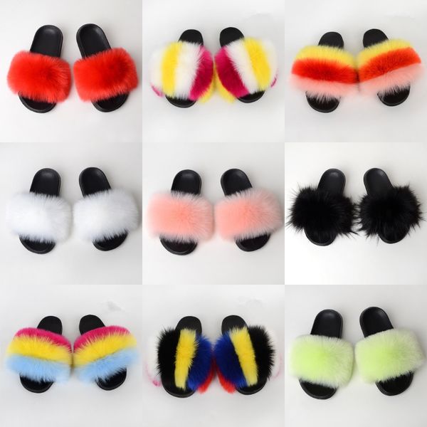 

ladies shoes fashion 2020 women sandals high heel luxury rabbit fur high heels sandals slippers women shoes sandalias mujer c13#711, Black