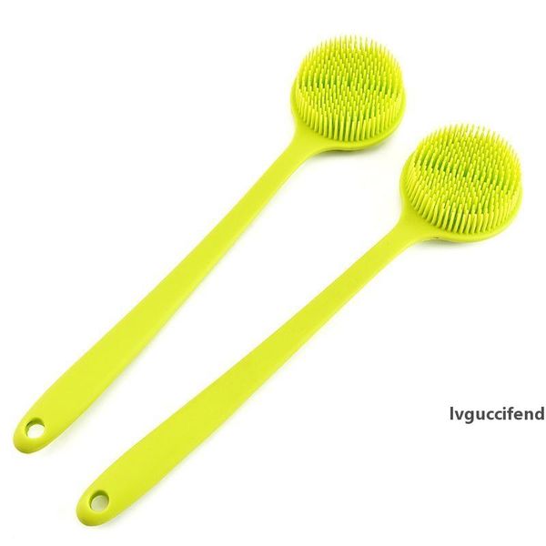 

silicone bath brush body brushes with long handle ultra soft bristles back scrubber cleaning shower scrubber 37cm green