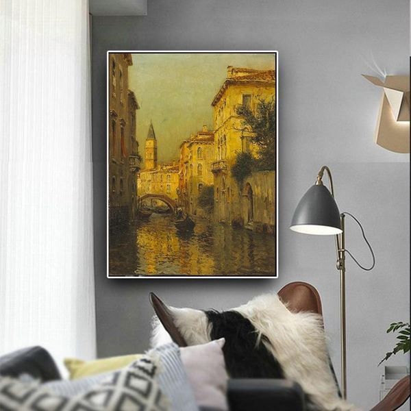 

nordic venice resorts water town landscape oil painting vintage posters & prints abstract wall art canvas picture for living room home decor