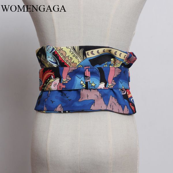 

ribbon 2020 summer ethnic style printing cummerbunds for female wide decorative shirt dress cloth accessories belt r19v, Black;brown
