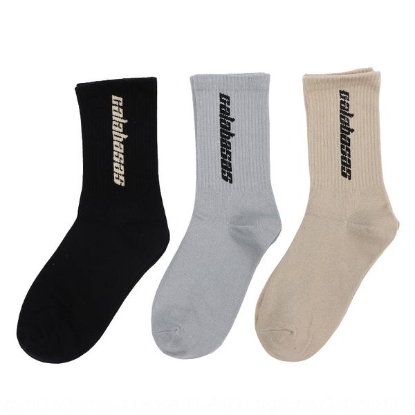 

trendy letters trendy men's stockings stockings and women's neutral street long socks korean calabasas mid-leg socks, Black