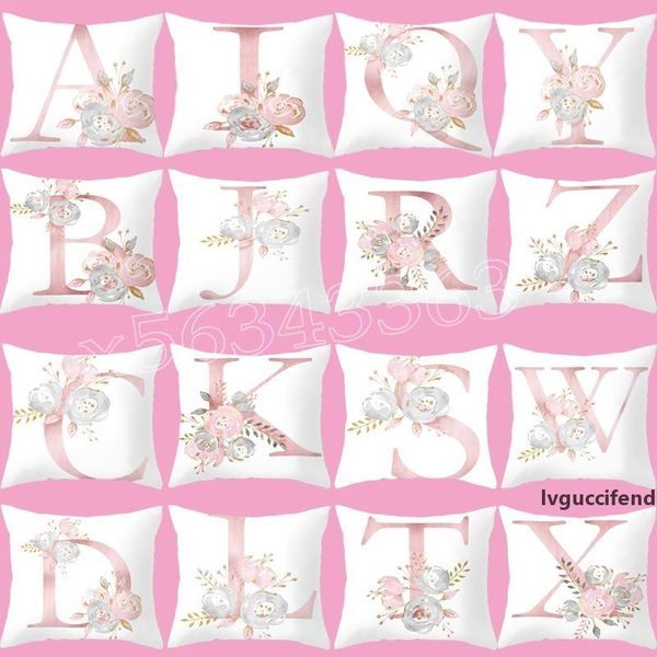 

26 letters bronzing pillowcase valentine s day gift pink peach cashmere simple throw pillow case car cushion cover office home decorations