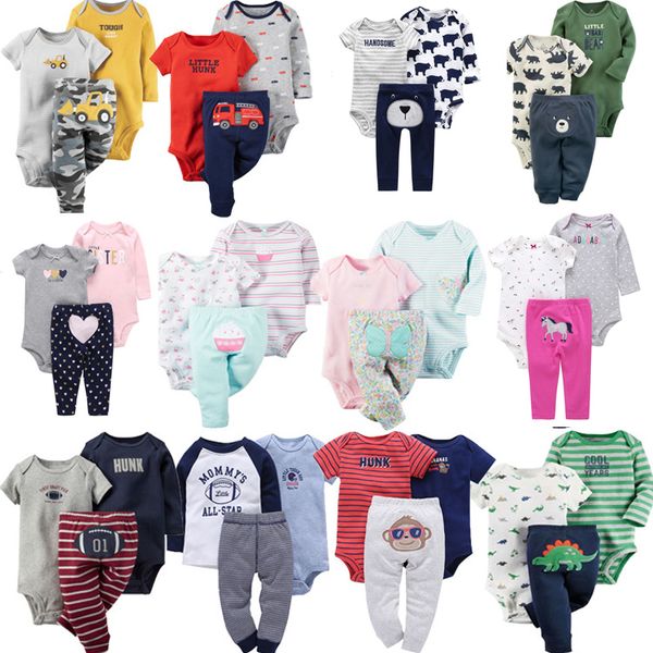 

newborn infant baby boy girl clothing set cartoon floral stripe long sleeve bodysuit+short sleeve jumpsuits+pants 3pieces sets, White