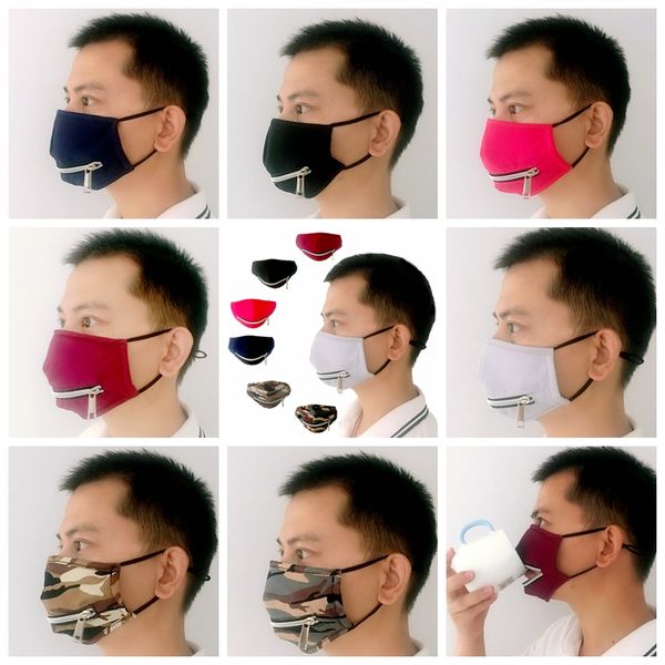 

2 in 1 valve face mask with adjustable zipper dustproof cotton washable protective designer masks 7styles rra3358