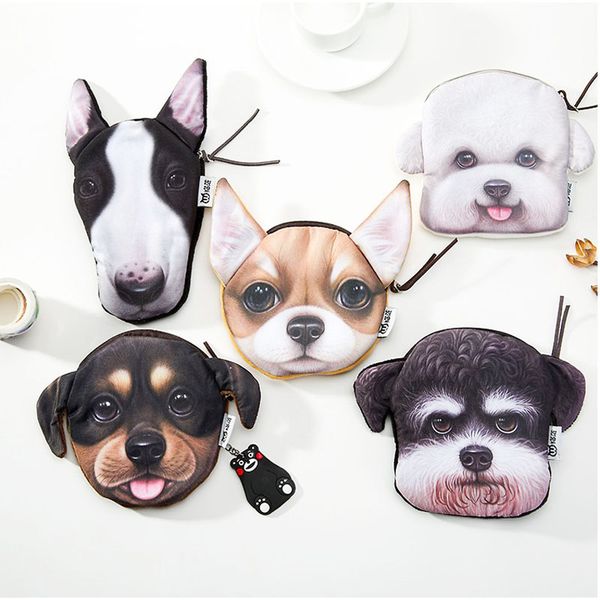 

key ring chihuahua dachshunds 3d dogs coin bag key chain plush coin purse wallet pouch pocket cash holder woman handbag, Silver