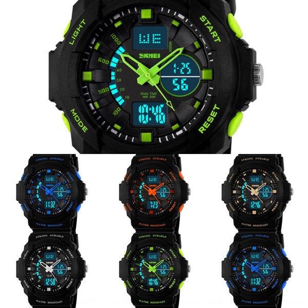 

715um fashion double display outdoor sports outdoor sports electronic mountaineering waterproof electronic watch men's led student mult, Blue