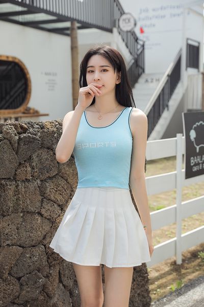 

новый весь матч напечатана без рукавов бретели женщины slim fit спорта верхней одежды модных пальто жилета u-воротник жилета, White