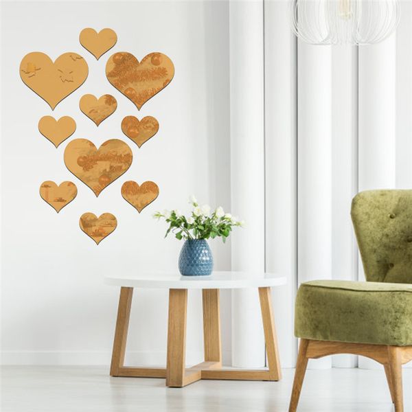 

acrylic heart mirror wall stickers three seven small heart combination mirror stickers home decoration wall stickers cross-border hot