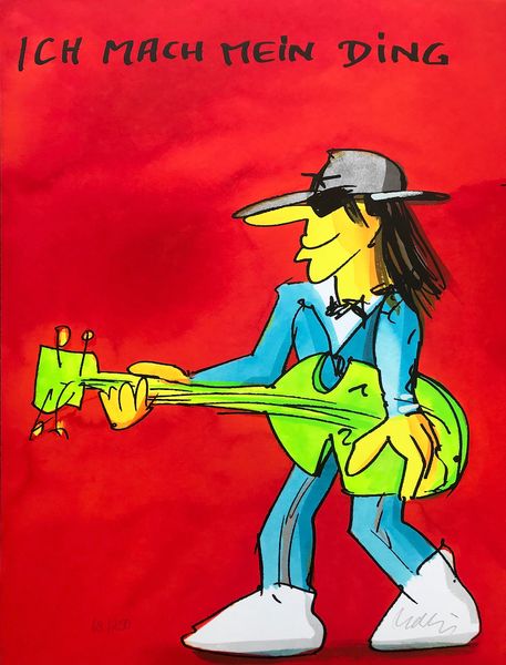 

udo lindenberg ich mach mein ding (gitarre-rot) home decor handpainted &hd print oil painting on canvas wall art canvas pictures 200723
