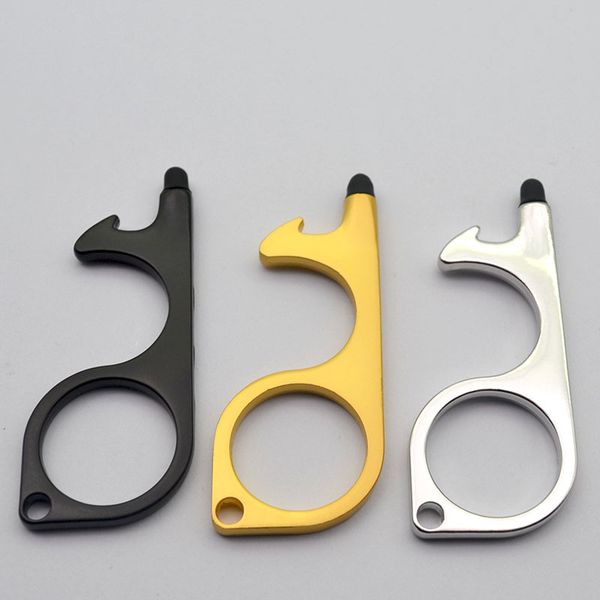 

key chain metal non-contact door opener touch screen keychain door handle key elevator tool 8style party favor ahd647