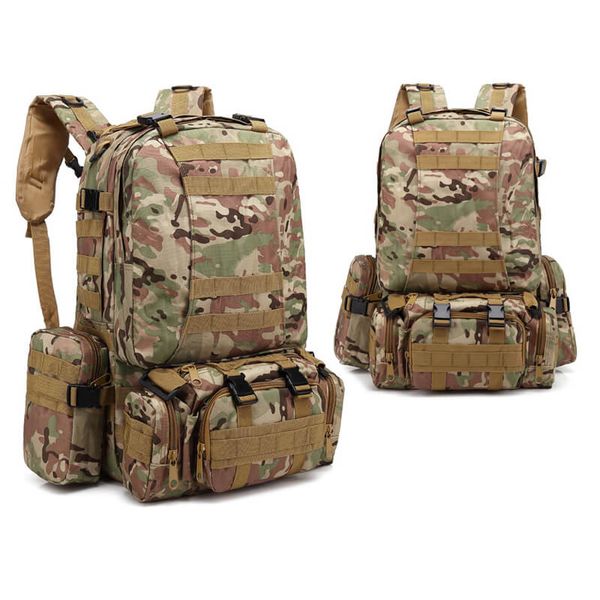 

55l molle tactical bag high capacity travel hiking rucksack camouflage assault hunting backpack