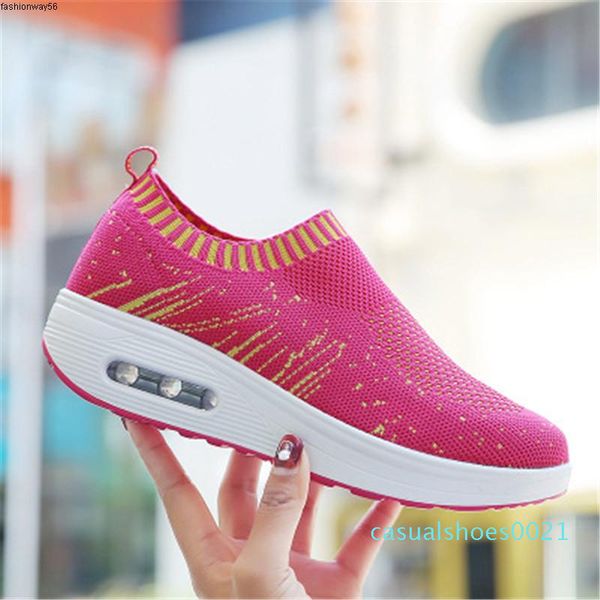 

on sneakers slip spring flat platform women wedges sneakers for women mesh sock casual shoes woman black gray rose red blue c21