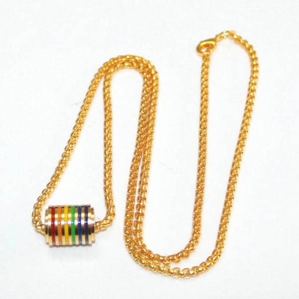 

wholesale 10 pcs trendy stainless steel colorful cylinder pendant link chain necklace for party gift jewelr, Silver