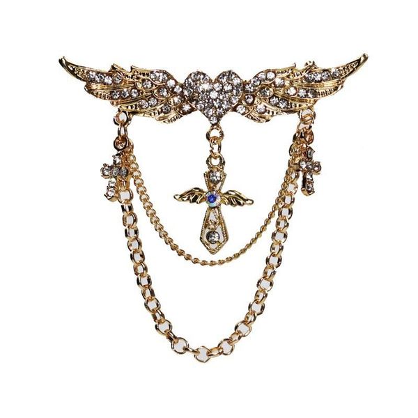 

2020 дизайнер броши европейских и американских ретро воротник контактный кристалл крылья ангела любят крылья золотые и серебряные броши знач, Gray