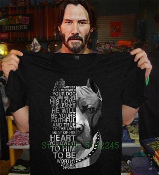 

pitbull he is your friend you partner your defender black cotton men shirt cool pride t shirt men casual new fashion, White;black
