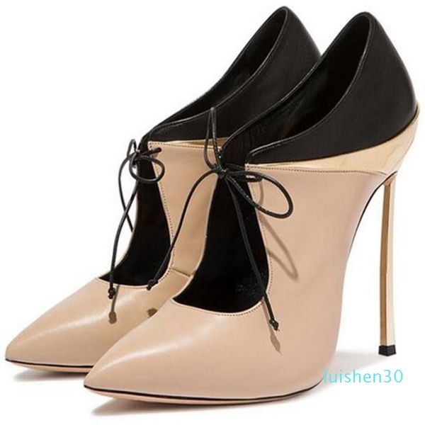 

2020 new plus big size 34-43 black beige lace up fashion high heel party spring female lady shoes women pumps l30