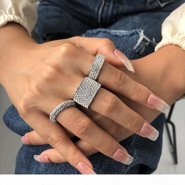 

men's and women's full diamond jewelry, simple silver alloy ring, yiwu small commodities wholesale