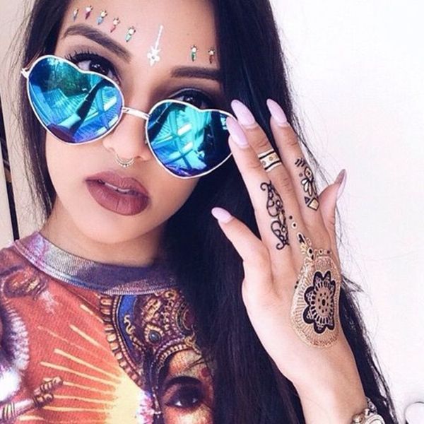 

heart men's and women's sun colorful sun new harajuku love sun glasses metal heart-shaped glasses, White;black
