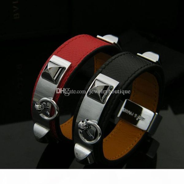 

cdc new design titanum steel bracelet with genuine leather in five colors women and man jewelry gifts ps5373, Golden;silver