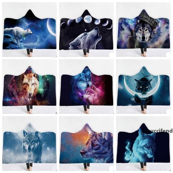 

wolf hooded blankets animal printed fleece blankets kids wearable throw blanket colored sherpa blanket tiger elk 34 designs 100pcs yw1671