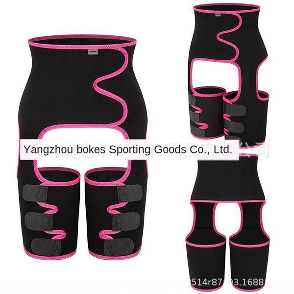 

wgoty three-in-one hip lifting sweat-popping plastic belt sports adjustable one-piece exercise fitness exercise fitness waist girdle leg bel, Black;gray