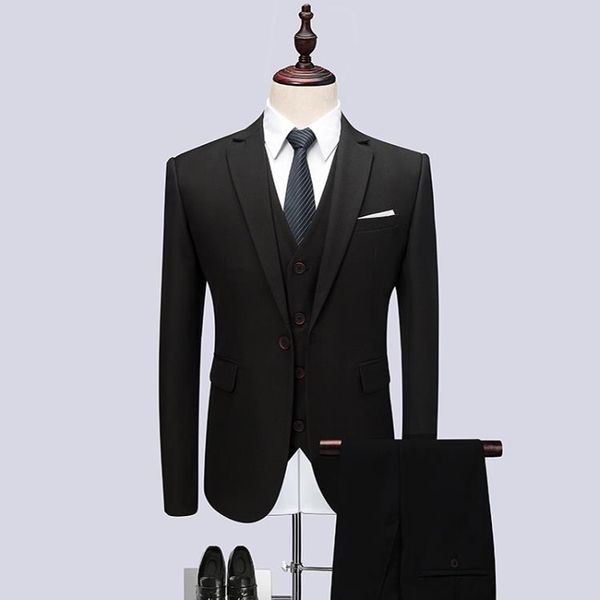 

2020 new custom made black suit mens slim fit business wedding suits male fashion groom tuxedos 3 piece set (jacket+vest+pants), White;black
