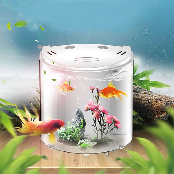 

aquariums lighting 5l small deskusb led fish tank half moon mini aquarium acrylic with light durable aquatic pet supplies #3