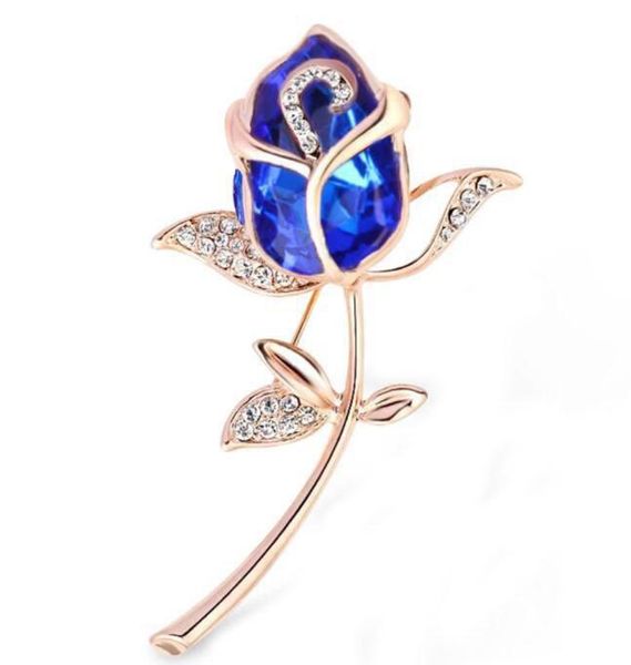 

2020 plated rose flower crystal brooches rhinestone decorative dress jewelry brooch for, Gray