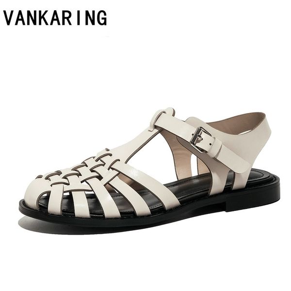 

brand shoes women sandals new fashion cut-outs genuine leather sandals ladies casual shoes buckle platform summer beach, Black