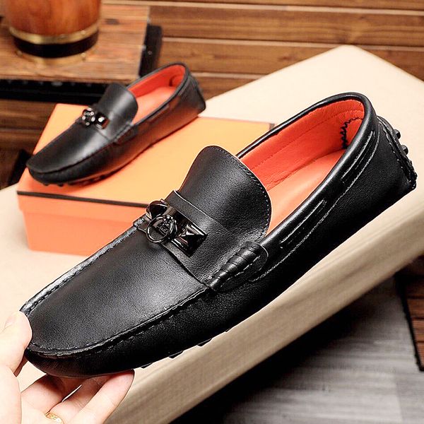 

new highquality leather mens shoes, casual leather shoes, comfortable loafers, mens driving shoes, flat wedding shoes with original box qwh, Black