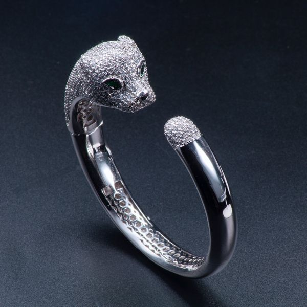 

open leopard bracelet copper inlaid zircon