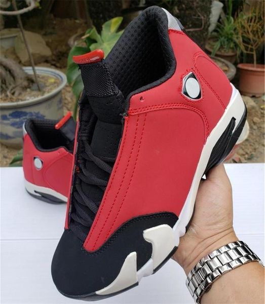 

2020 wholesale 14 og high gym red basketball shoes gym red black white 14s 487471-006 mens sports sneakers with box 0q0