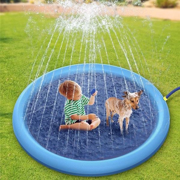 

150cm kids play mats outdoor inflatable sprinkler pads water fun spray mat splash water mats toddler baby pet dog swimming pool fy2270