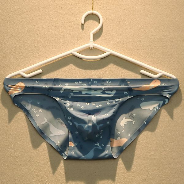 

underpants mens ice silk underwear briefs summer men's u convex low waist male panties, Black;white