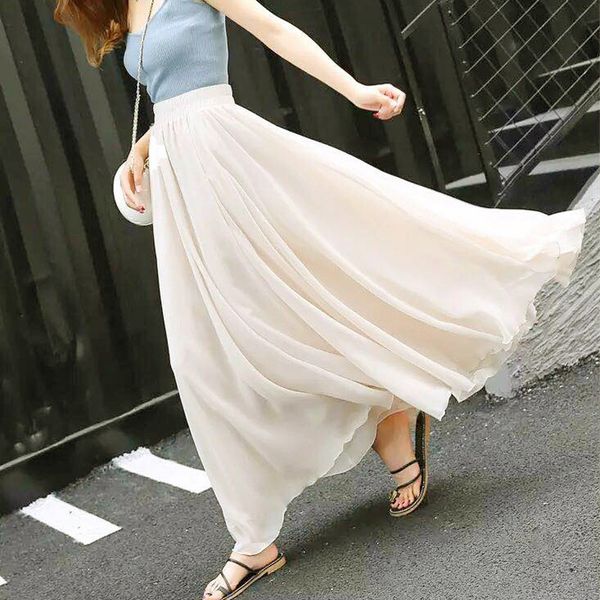 

chiffon oversized over mini short mini skirt waist slimming mid-skirt summer korean style square dancing tour 4 meters, Black