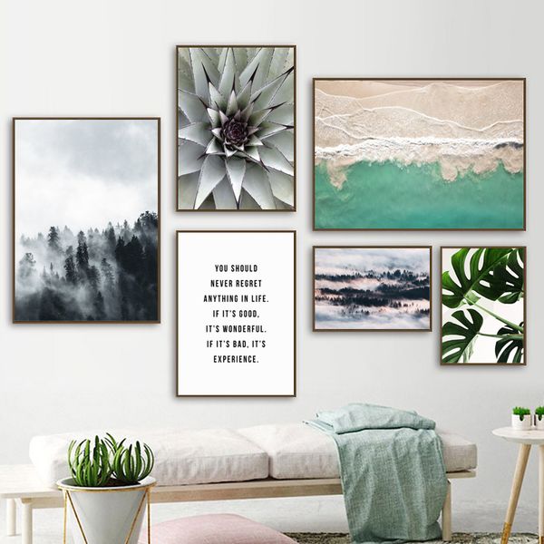 

nordic monstera succulent beach forest landscape wall art canvas poster motivational quote print painting picture living room